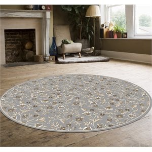 Radici USA Pisa Botanical Floral Gray 5'3&quot Round Polypropylene Area Rug