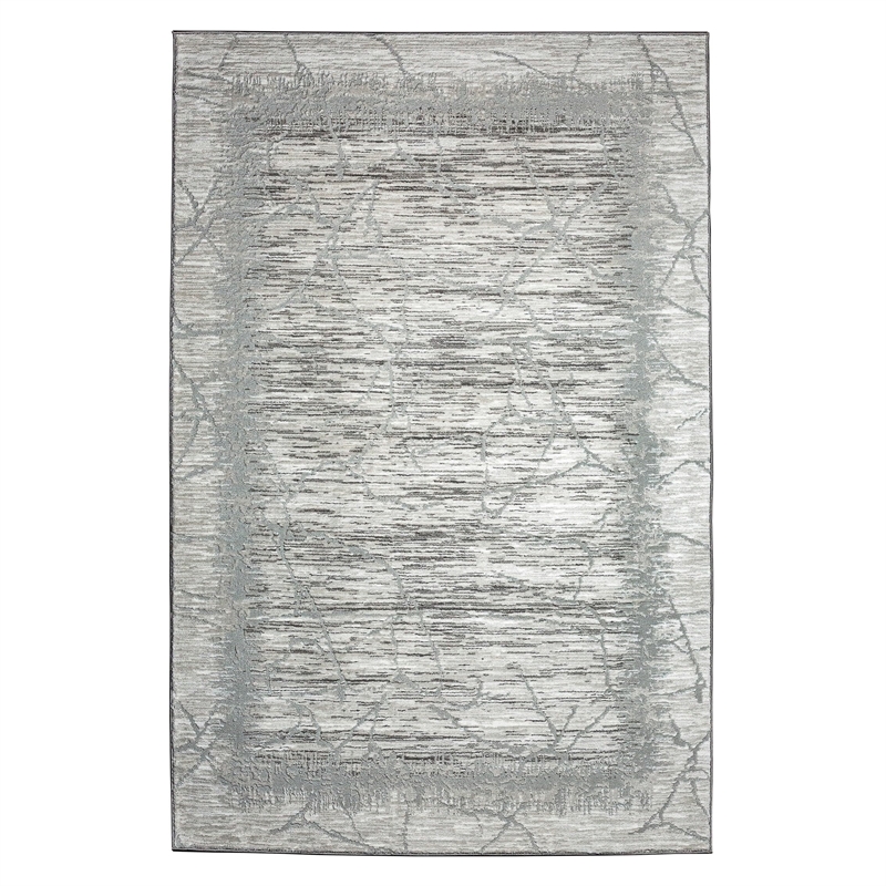 Davide 1229 Transitional Crackled Gray Polypropylene Area Rug 5'3