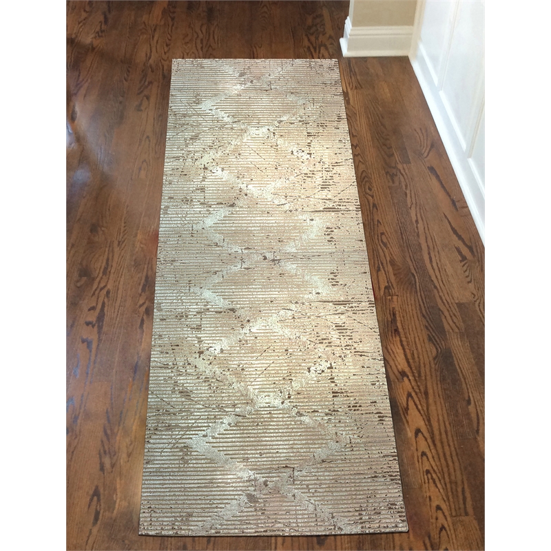 Davide 1230 Transitional Geometric Beige Runner Polypropylene Area Rug 2'2
