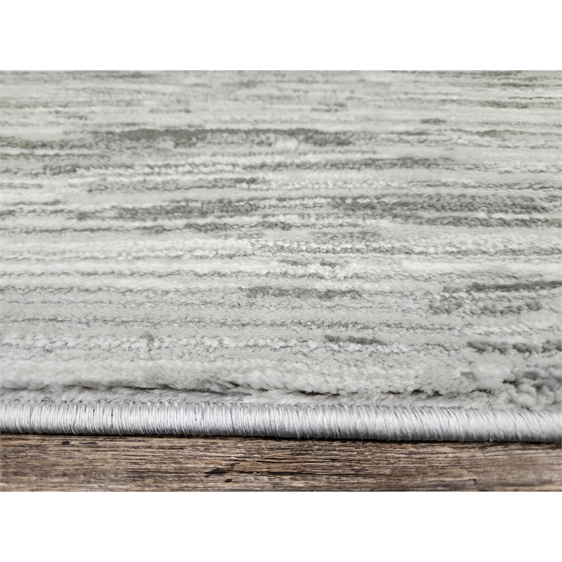 Davide 1228 Transitional Striated Gray Runner Polypropylene Area Rug 2'2