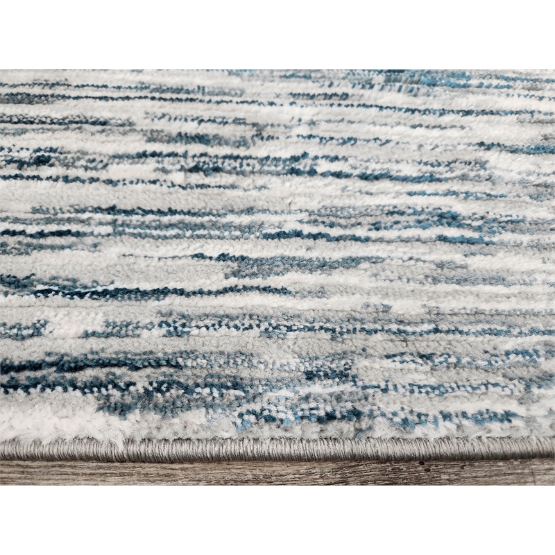 Davide 1228 Transitional Striated Blue Polypropylene Area Rug 7'10