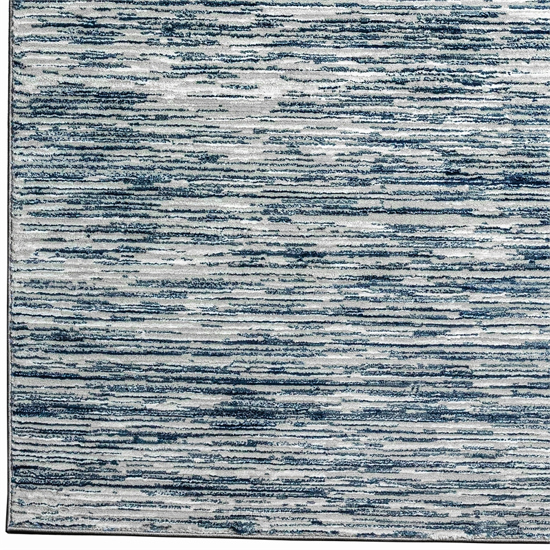 Davide 1228 Transitional Striated Blue Runner Polypropylene Area Rug 2'2