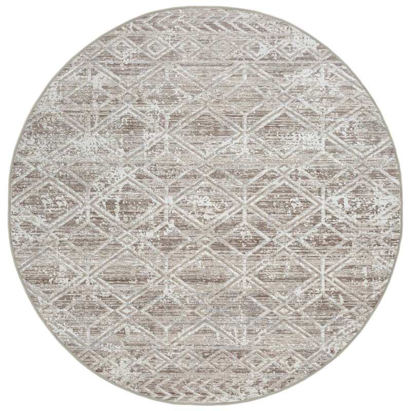 Livigno 1243 Transitional Geometric Beige Round Polypropylene Area Rug 7'10