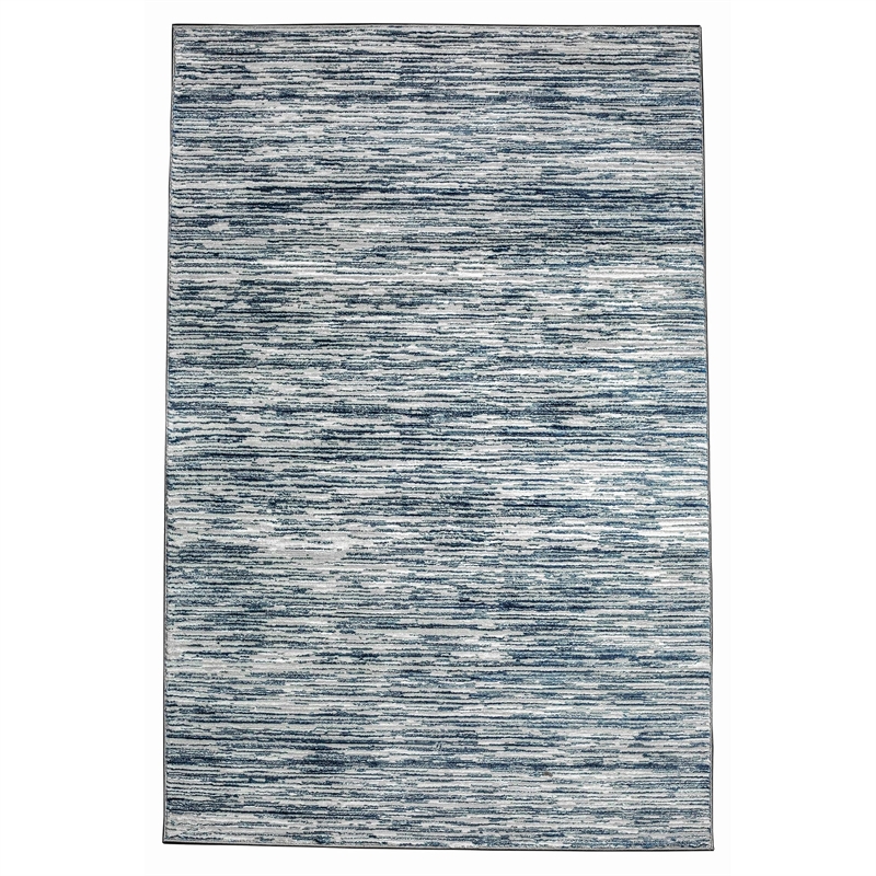 Davide 1228 Transitional Striated Blue Round Polypropylene Area Rug 7'10