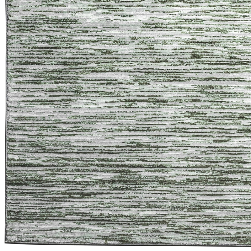 Davide 1228 Transitional Striated Green Runner Polypropylene Area Rug 2'2