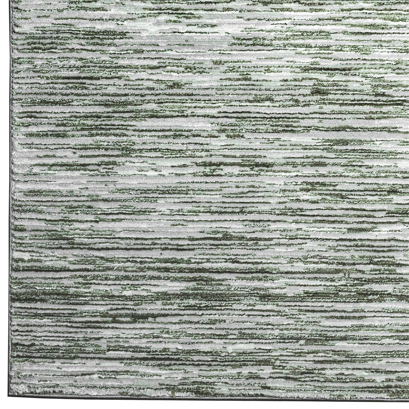 Davide 1228 Transitional Striated Green Round Polypropylene Area Rug 5'3