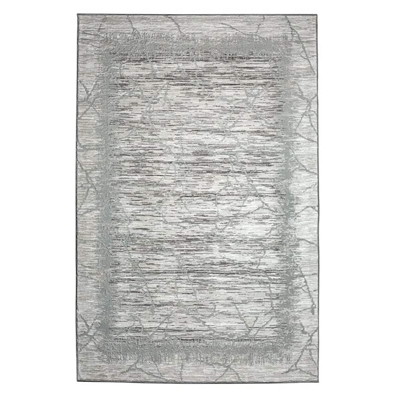 Davide 1229 Transitional Crackled Grey Polypropylene Area Rug 7'10