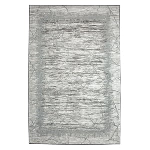 Davide 1229 Transitional Crackled Grey Polypropylene Area Rug 7'10&quot x 10'6&quot