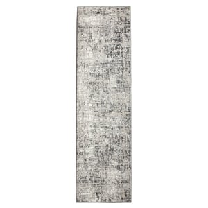 Livigno 1241 Transitional Striated Grey Runner Polypropylene Area Rug 2'2&quot x 7'7&quot