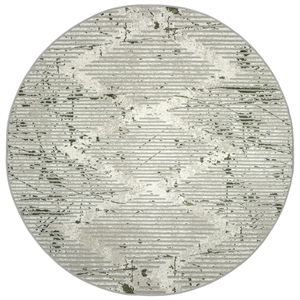 Davide 1230 Transitional Geometric Green Round Polypropylene Area Rug 7'10&quot x 7'10&quot