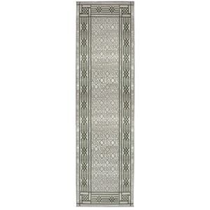 Davide 1231 Transitional Bordered Green Runner Polypropylene Area Rug 2'2&quot x 7'7&quot