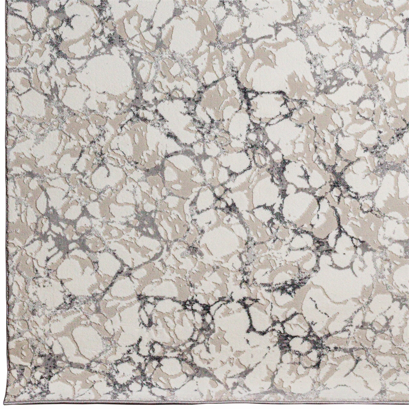 Livigno 1240 Transitional Marbled Gray Polypropylene Area Rug 5'3