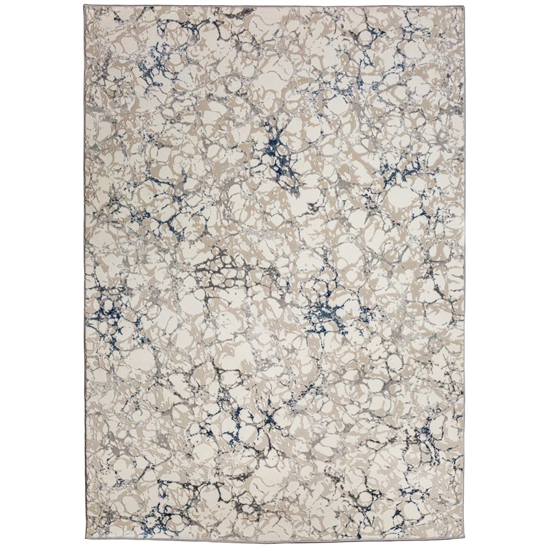 Livigno 1240 Transitional Marbled Blue Polypropylene Area Rug 3'3