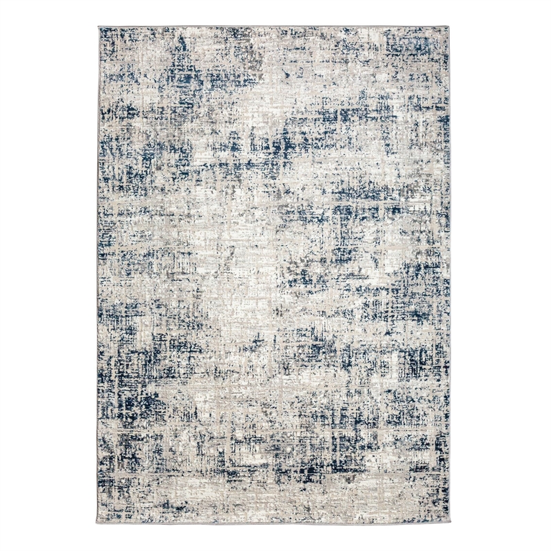 Livigno 1241 Transitional Striated Gray Round Polypropylene Area Rug 5'3