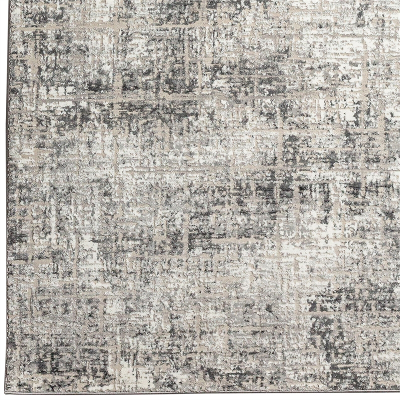 Livigno 1241 Transitional Striated Gray Round Polypropylene Area Rug 5'3