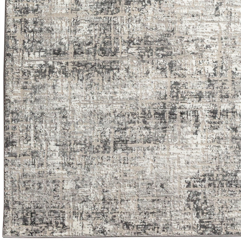 Livigno 1241 Transitional Striated Gray Round Polypropylene Area Rug 7'10