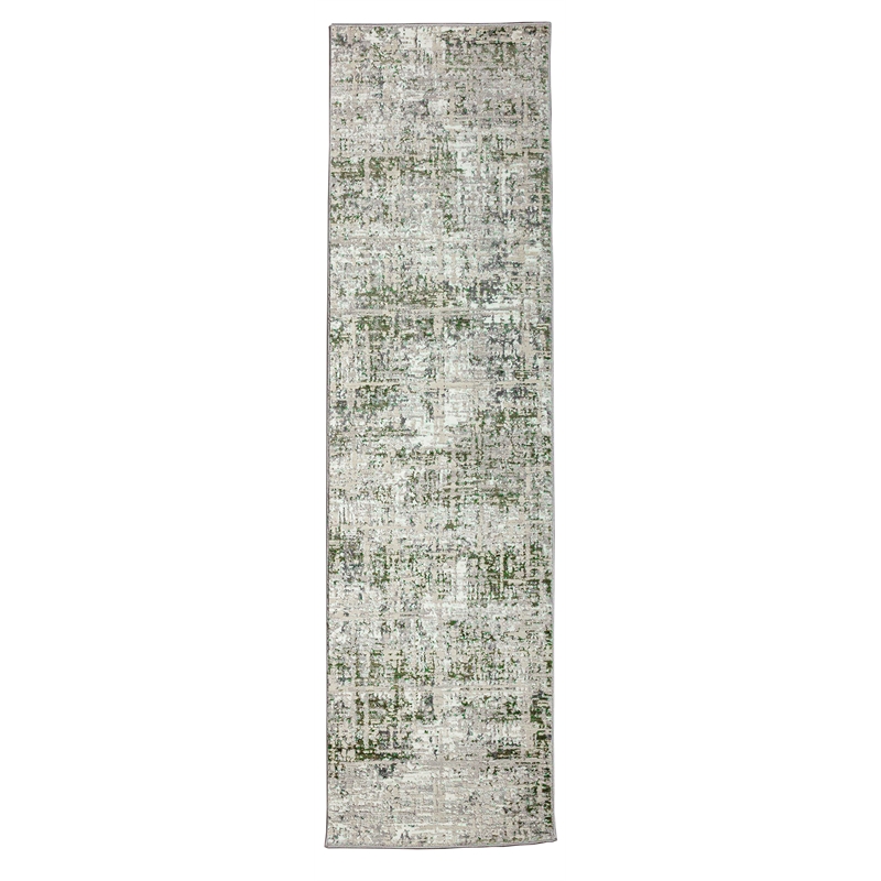 Livigno 1241 Transitional Striated Green Runner Polypropylene Area Rug 2'2