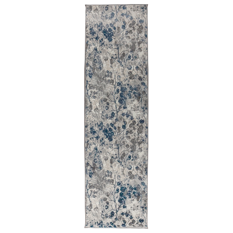 Livigno 1242 Transitional Floral Blue Runner Polypropylene Area Rug 2'2