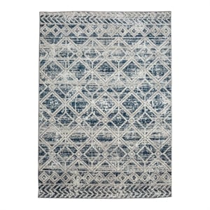 Livigno 1243 Transitional Geometric Blue Polypropylene Area Rug 7'10&quot x 10'6&quot