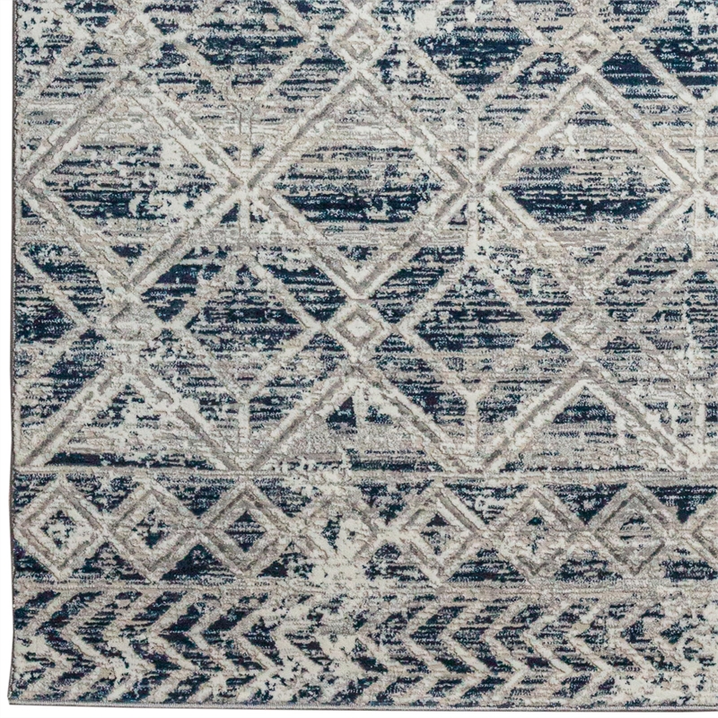 Livigno 1243 Transitional Geometric Blue Round Polypropylene Area Rug 5'3