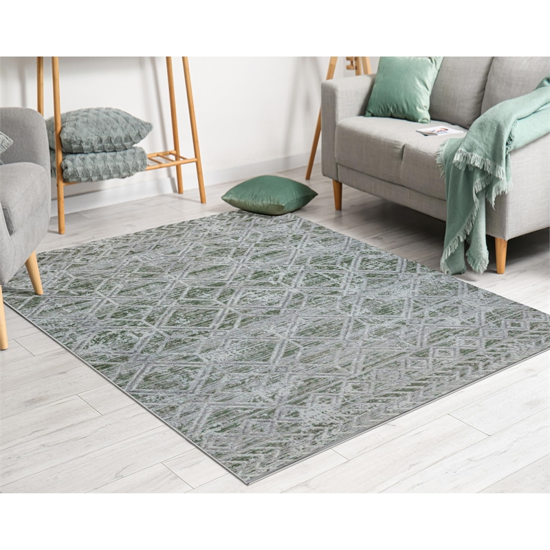 Livigno 1243 Transitional Geometric Blue Round Polypropylene Area Rug 7'10