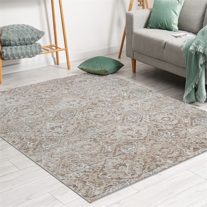 Livigno 1244 Transitional Abstract Beige Polypropylene Area Rug 5'3