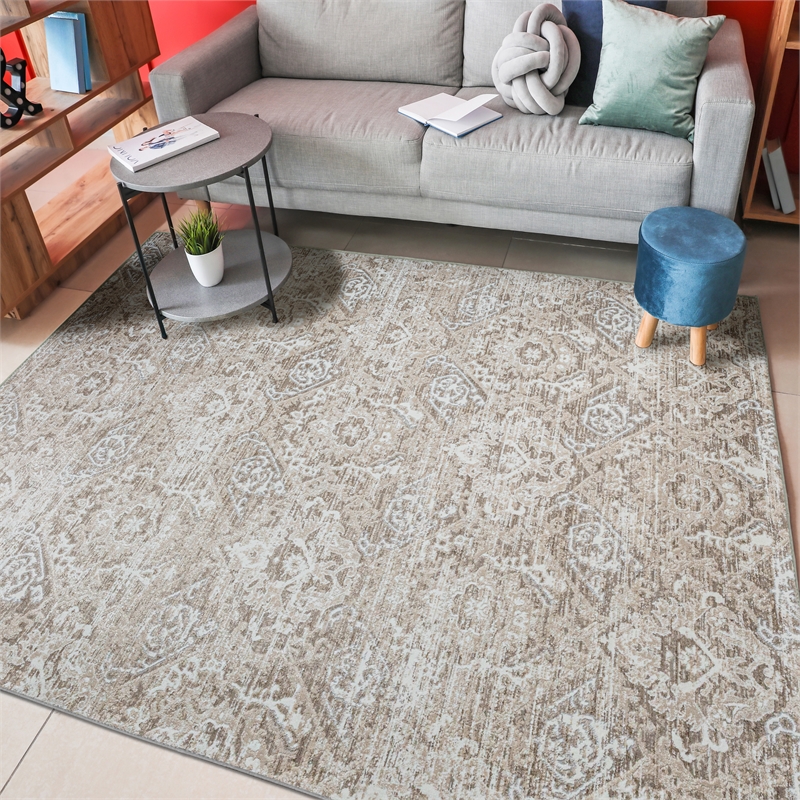 Livigno 1244 Transitional Abstract Beige Polypropylene Area Rug 5'3