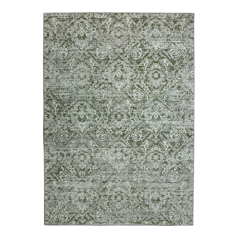 Livigno 1244 Transitional Abstract Green Polypropylene Area Rug 5'3