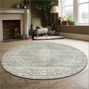 Radici USA Colosseo Traditional Medallion Green 5'3&quot Round Polypropylene Area Rug