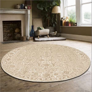 Radici USA Colosseo Traditional Distressed Bone White 5'3&quot Round Polypropylene Area Rug