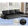 Infini Reversible Faux Leather Pocket Sleeper Sofa in Black
