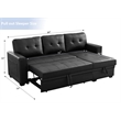 Infini Reversible Faux Leather Pocket Sleeper Sofa in Black