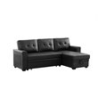 Infini Reversible Faux Leather Pocket Sleeper Sofa in Black