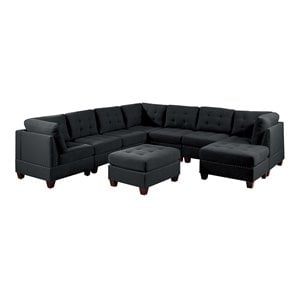 Infini Furnishings 9-piece 116&quotx116&quot Fabric Modular Sectional in Black