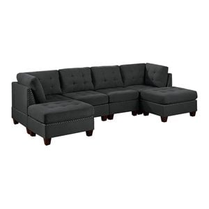 Infini Furnishings 6-piece 116&quotx58&quot Fabric Modular Sectional in Black