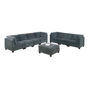 Infini Furnishings 8-piece 134&quotx37&quot Chenille Modular Sofa Set in Gray