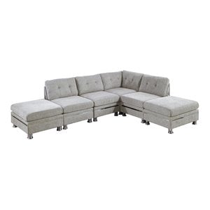 Infini Furnishings 6-piece 126&quotx96&quot Blended Chenille Modular Sectional in Gray