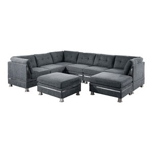 Infini Furnishings 8-piece 132&quotx106&quot Chenille Modular Sectional in Charcoal
