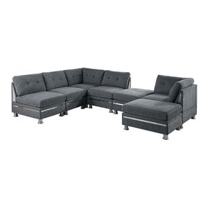 Infini Furnishings 7-piece 132&quotx96&quot Chenille Modular Sectional in Charcoal