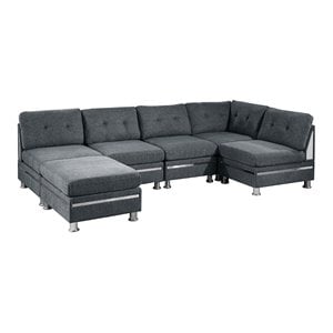 Infini Furnishings 6-piece 126&quotx66&quot Chenille Modular Sectional in Charcoal