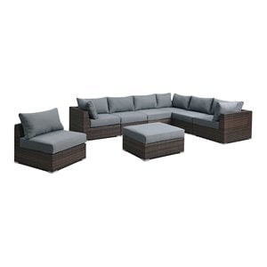 Infini Furnishings 8-piece 132&quotx102&quot Fabric Modular Patio Sofa Set in Gray/Brown