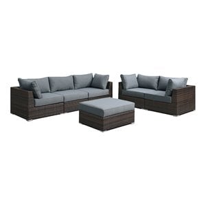 Infini Furnishings 6-piece 102&quotx36&quot Fabric Modular Patio Sofa Set in Gray/Brown