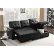 Reversible Faux Leather Pocket Sleeper Sofa in Black