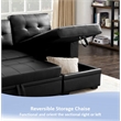 Reversible Faux Leather Pocket Sleeper Sofa in Black