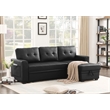 Reversible Faux Leather Pocket Sleeper Sofa in Black
