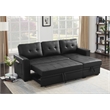 Reversible Faux Leather Pocket Sleeper Sofa in Black