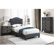 Upholstered Bed Frame with Tufted Button Nailhead Headboard - Charcoal Twin Size