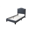 Upholstered Bed Frame with Tufted Button Nailhead Headboard - Charcoal Full Size