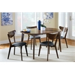 5 pieces Dining Room Set-Extendable Table with 4 Chairs in Dark Walnut and Black