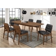 7 Pcs Dining Set-Butterfly Leaf Dining Table with 6 Black Faux Leather Chairs